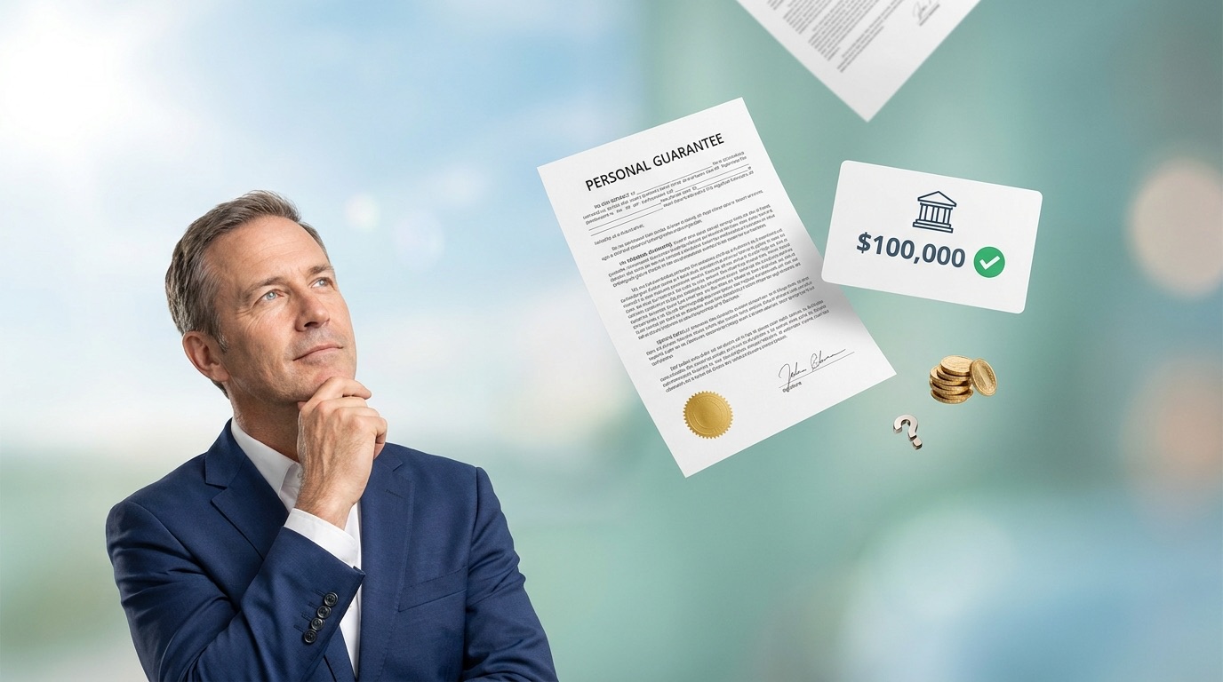 A business owner reviewing a personal guarantee document for a bad credit business loan